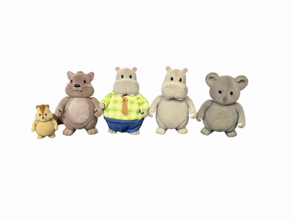 Li’l Woodzeez Mixed Figure Lot: Baby Chipmunk, Squirrel, Two Hippos And 1 Koala